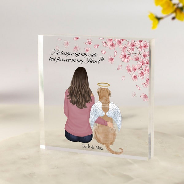 Dog Memorial, Sympathy Gift, Personalised Pet Portrait, Dog Owner Gift, Pet Memorial, Cat Loss, Bereavement Gift, Pet Loss Acrylic Block