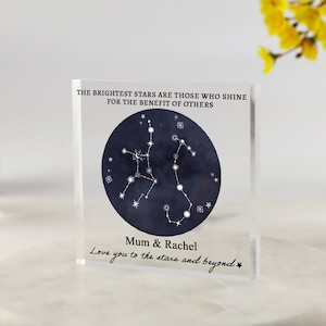 Einzigartiges Geschenk für Mama, Sternzeichen Sternzeichen, Weihnachtsgeschenke, Geburtstagsgeschenk von Sohn, Tochter, Mama, spezieller personalisierter transparenter Block
