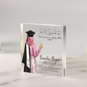 Muslim Graduation Gift for Her, Islamic Gift, Personalised Graduation Gifts, Graduation acrylic block, Daughter, Best Friend, Sister Gifts