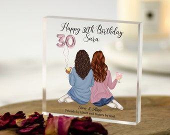 Personalised Best Friend Birthday Gift, Soul Sisters Gift, Friend Letterbox Gift, Friendship Gift, Sister, Mum 30th 40th 50th Acrylic Block