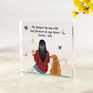 Owner and Pet Custom Print, Pet remembrance gift, Dog Memorial, Cat Memorial, Pet Loss Sympathy Present, Keepsake Gift V2 Acrylic Block