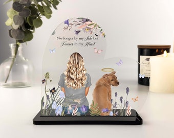 Owner and Pet Custom Print, Pet remembrance gift, Dog Memorial, Cat Memorial, Pet Loss Sympathy Present, Keepsake Heart Acrylic Block