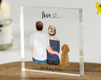 Couple and Pet Print, valentine gift for him, Personalised Boyfriend/Girlfriend Present,Birthday Gift,Anniversary,valentine day gift for him