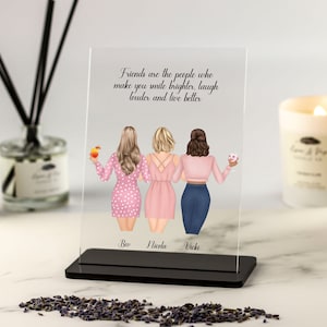 Best Friend Print, 3 Friends Illustration, Best Friend Gift, Personalized Print, Birthday Gift for Her, Mother’s Day Gift, Custom Quote