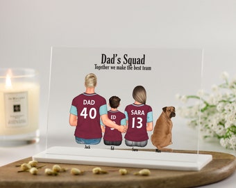 Vatertag Fußball Shirt Familie Druck, personalisiertes Geschenk für Papa, Geschenk für Väter, individuelles Fußball Geschenk, Geburtstagsgeschenk für Papa Acryl Plaque