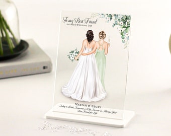 Cadeau personnalisé pour mariée, cadeau pour meilleure amie le jour du mariage, impression de mariage personnalisée, cadeau future mariée, cadeaux pour meilleure amie acrylique