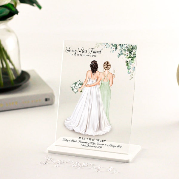 Regalo personalizzato per la sposa, regalo per la migliore amica il giorno del matrimonio, stampa di nozze personalizzata, regalo per la futura sposa, regali per la migliore amica in acrilico