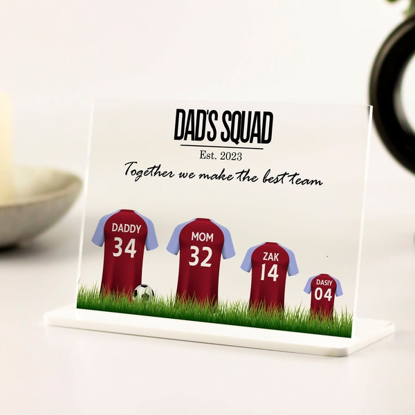 Fathers day gifts, Personalised Gift for Dad, Football Team Print Birthday Gifts for Dad, Grandad, Stepfather, Uncle, Husband Acrylic Plaque