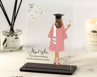 Graduation Gifts for Her, Personalised Graduation Gift for Girlfriend, Daughter, Grandaughter, Personalised Print, Acrylic Plaque and Stand
