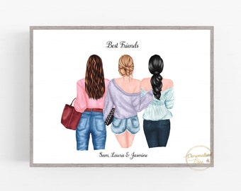 photo Bestie Cute 3 Bff Drawings Easy 3 friends drawing etsy