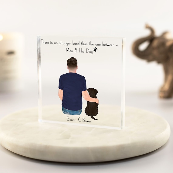 Man and Dog Print Man and Pet Gift Personalised Pet Owner Gift Male Birthday Gifts Custom Handmade Art Pet Loss Memorial Gift Block Etsy