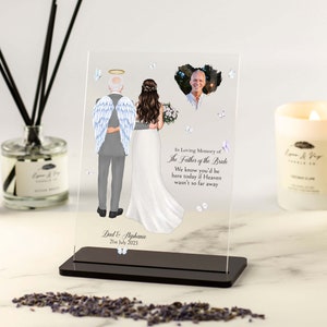 Father of the Bride Memorial Plaque, Wedding Memorial Custom Portrait In Memory of Dad on Wedding Day with Photo, In loving memory frame