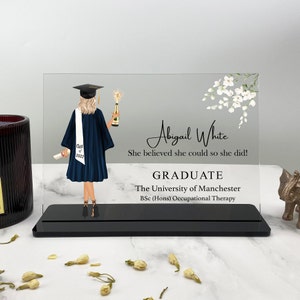 Graduation Gift 2022, Personalised Print, Congratulations, Grad Gift for daughter, granddaughter, Best Friends, Acrylic Plaque and Stand image 2