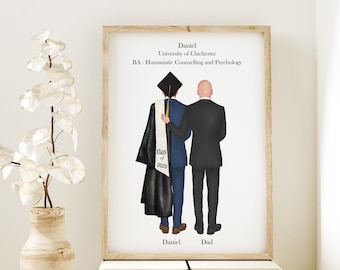 Father and Son Graduation Print, Male Graduation Gift, Personalised Print, Grad Gift for Son, Grandson, Graduation gift for Men, Custom Gift