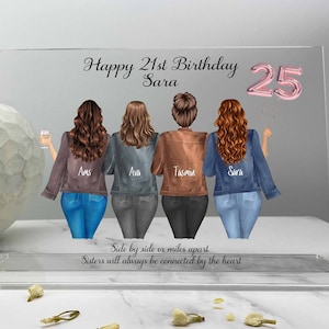 Sister Birthday Gift, Friends Birthday Personalised Gift for Her, Friendship Print, Custom Quote, Family Custom Acrylic Plaque with Stand