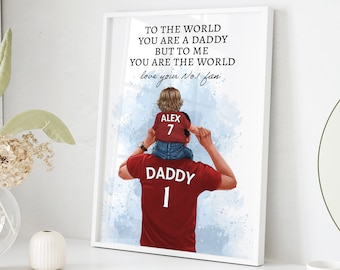 Personalised Football Shirt Print, Gift for Dad, Gift from Daughter, from Son, Custom Football Gift, Custom Print, Grandad Gift, Dream Team