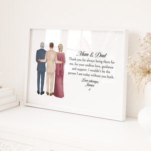 Regalo de agradecimiento para los padres del novio, regalo para mamá y papá, regalo personalizado del novio, regalos del día de la boda, impresión del retrato de la madre del novio