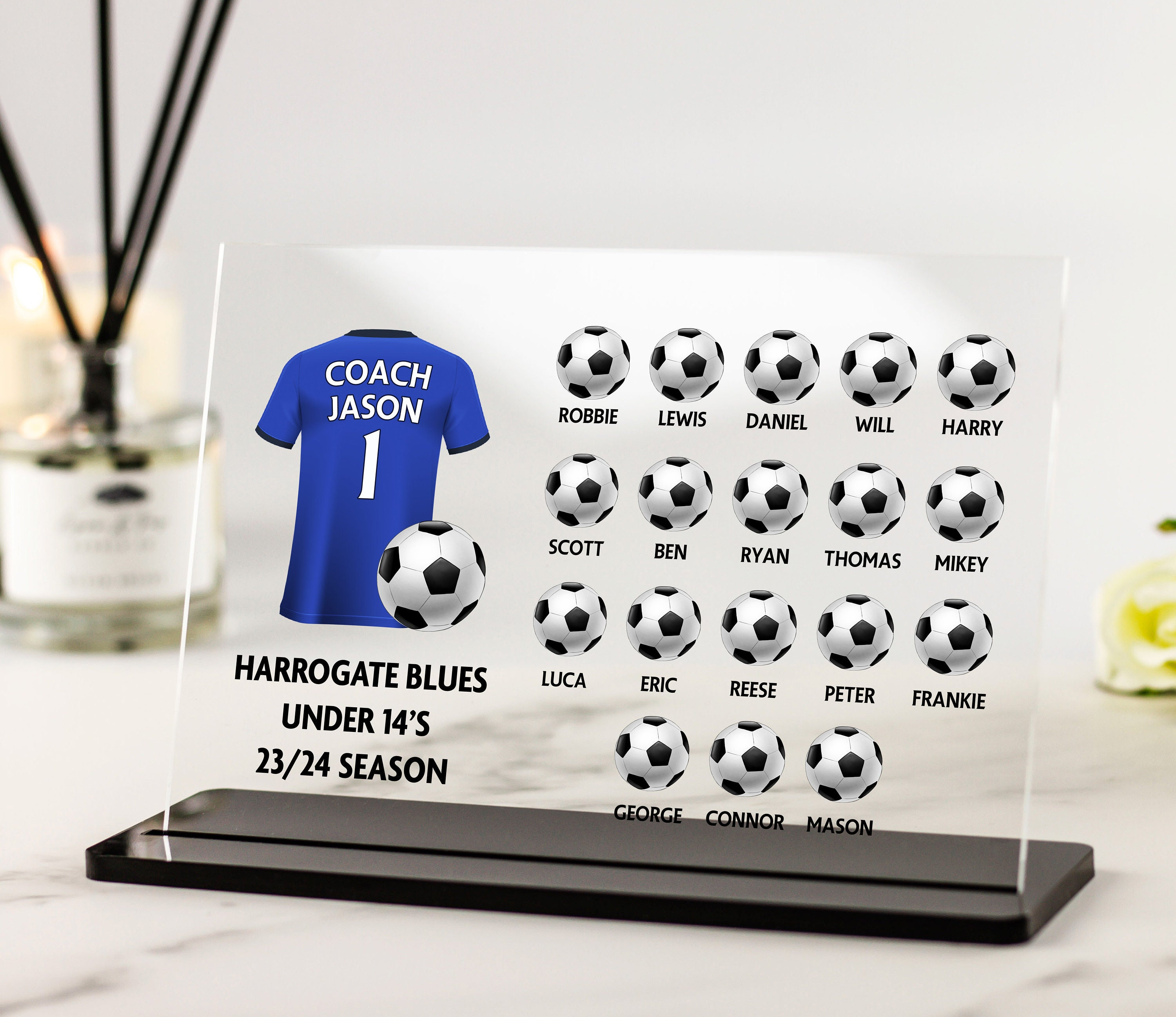 Regalo personalizado para entrenador de fútbol, regalo de agradecimiento del equipo, regalo de agradecimiento al entrenador, regalo del equipo, placa acrílica de fin de temporada para entrenador.