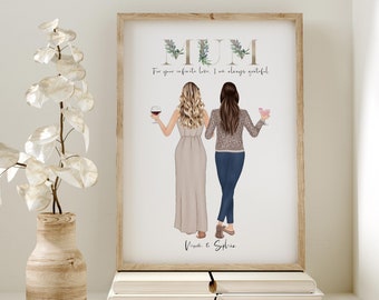 Regalo di compleanno per la mamma, Regalo per la festa della mamma, Regalo personalizzato per mamma e figlia, Ricordo madre e figlia, Regalo della figlia, Stampa personalizzata