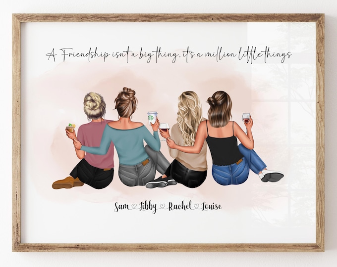 Personalised Group Friendship Gift, Best Friends Print, Christmas Gifts, Birthday Keepsake Present, Gift for Her
