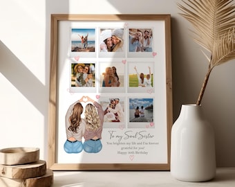 Custom Best Friend Portrait Print – Personalised Soul Sister Photo Collage Birthday Gift – Friendship Keepsake for Bestie