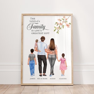 Our Family Print, Family Portrait with Children, Mothers Day, Fathers Day Gift, Mum, Dad Christmas Gift, Family Gifts, Personalised Gift
