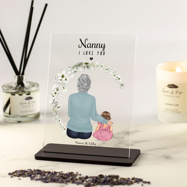 Nanny Gift, oma en kleinkind portret, Nana Print, kerstcadeau, verjaardagscadeau voor oma, ik hou van je Nan acryl plaquette