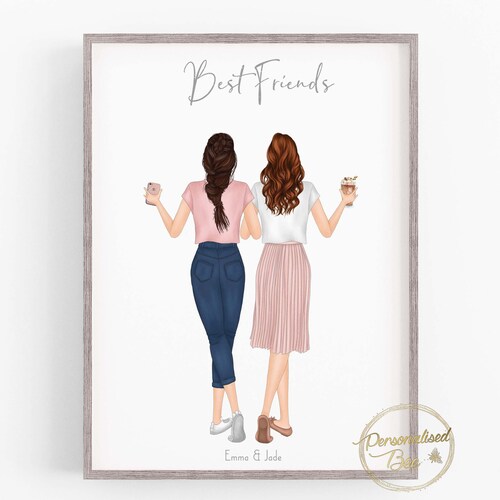 Custom Best Friends Portrait Personalized Gift Best Friend Etsy