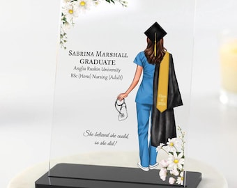 Personalised Nurse Graduation Gift, Graduation Plaque, Congrats Gift for Her, for Friend, Daughter, Granddaughter, Sister, Coworker