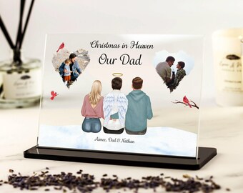 Placa navideña en el cielo para cualquier familiar o amigo: placa conmemorativa personalizada de acrílico con fotos.