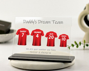 Personalised Fathers Day Football Shirt Print, Personalised Gift for Dad, Custom Football Gift,Birthday Gift for Dad, Grandad,Acrylic Plaque