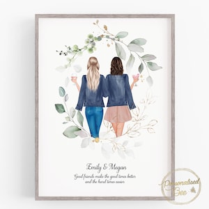 Friendship Gift, Gift for Best Friend, Best Friend Print, Personalised Gift, Birthday gift for Friend,Friendship Quote, Illustration Picture