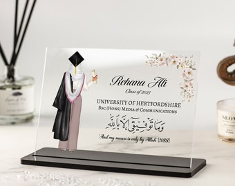 Muslim Graduation Gift for Her, Any Year Personalised Graduation Gifts, Islamic Gift for Her, Class of 2022, 2023 Graduation Acrylic Plaque