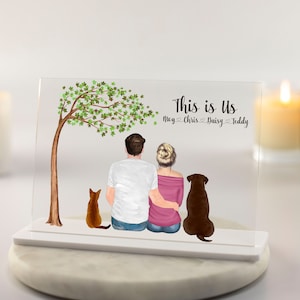 Personalised Couple Gift, Family Print, Couple and Pet Print, Family Illustration, Our Family, Anniversary Gift, Birthday Gift for Her/Him image 1