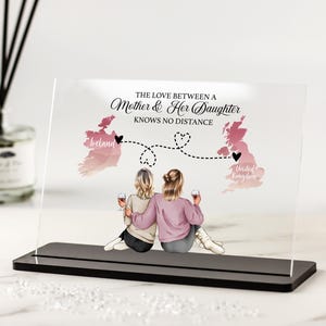 Moederdagcadeau lange afstand, aangepast cadeau voor moeder, dochterkaart afdrukken, gepersonaliseerd cadeau, Kerstmis, verjaardag, aangepaste acrylplaat