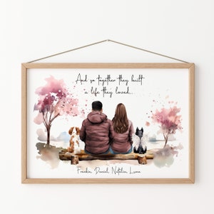 Benutzerdefinierte Illustration Paar Porträt, Valentinstag, Geschenk für Verlobung, für Paar, Paar Poster, Geschenke für Freund,Geburtstagsdruck