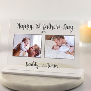 Personalised 1st Fathers Day Gift, Photo Keepsake, Personalised Gift for Dad, Plaque with stand, Gift from Newborn, Happy 1st Fathers Day