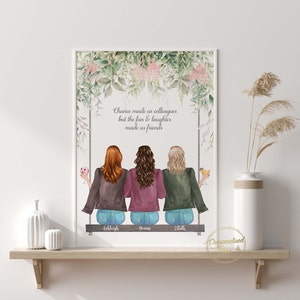 Personalised Gift for Work Colleague, Birthday gift, 3 Friends Print, Work Friends Gift, Leaving Gift, Chance Made Us Colleagues