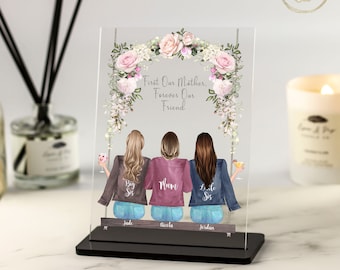 Mothers Day Letterbox Gift, Personalised Mother and Daughters Print with Floral Swing Plaque, Mum's Birthday, Mothers Day,Gift from Daughter