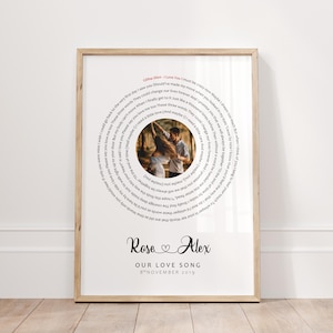 Letras de canciones con impresión fotográfica, impresión personalizada, primer aniversario, nuestra canción, impresión personalizada para pareja, regalos de Navidad, nuevo hogar