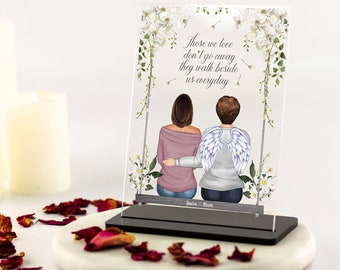 Mum Memorial Gift, Bereavement Gift, Sympathy In Loving Memory Mother and Daughter, Mum Loss, in Heaven Illustration Acrylic Plaque