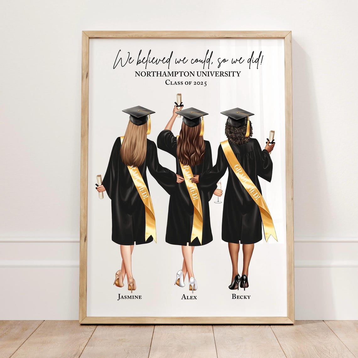 3 Best Friends Personalised Graduation Gift, Group Grad Gifts, Class of ...