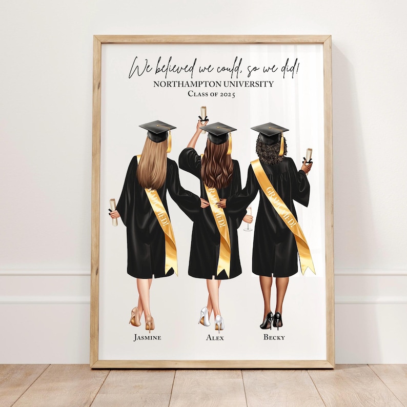 3 Best Friends Personalised Graduation Gift, Group Grad Gifts, Class of ...