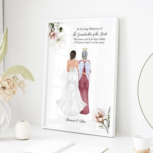 Personalised Wedding Memorial Print, Nan, Grandmother, Mother of the Bride,  Wedding Print, In Heaven Remembrance Gift Custom Portrait Print