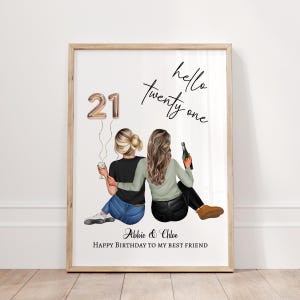 Presente de aniversário de 21 anos para sua melhor amiga, presentes personalizados, presente para irmã, primas, amizade, lembrança de vinte e um, melhor amiga