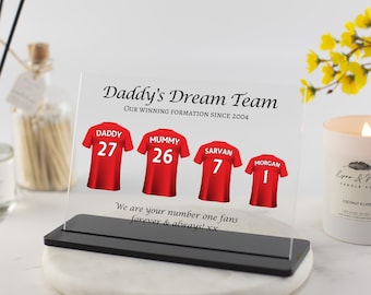 Personalised Fathers Day Football Shirt Print, Birthday Gift for Dad, Custom Football Gift, Christmas Gift, Grandad Gift, Acrylic Plaque