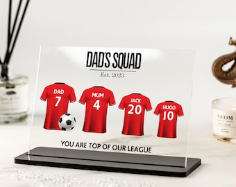 Personalised Gifts for Dad Fathers Day, Football Team Print, Dad Birthday, Grandpa, Bonus Dad, Gifts from Kids, to Husband Acrylic Plaque
