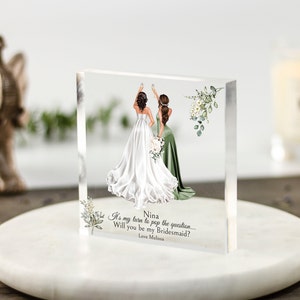 Regalo per proposta di damigella d'onore, regali per damigella d'onore, proposta di damigella d'onore, regalo di ringraziamento per damigella d'onore, idee regalo personalizzate per damigella d'onore Blocco acrilico