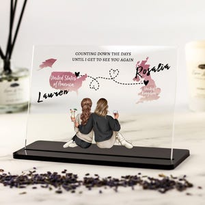 Cadeau meilleur ami interurbain, cadeaux d'amitié, déménagement, impression de carte, cadeau personnalisé pour elle, Noël, anniversaire, plaque acrylique personnalisée