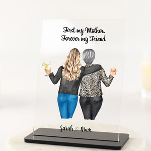 Unique Mother's Day Gift, Personalised Mum Gift, Mum Birthday Gift, Mother and Daughter Print, Gift from Daughter Clear Acrylic Plaque